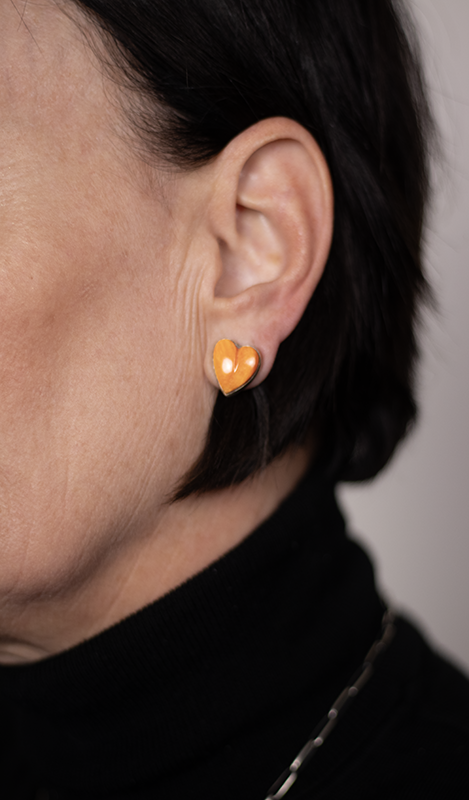 Orange Spiny Oyster Heart Studs