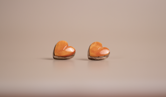 Orange Spiny Oyster Heart Studs