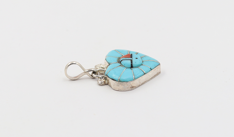 Turquoise and Coral Sunface Pendant