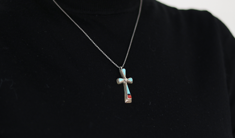 Raised Inlay Cross Pendant