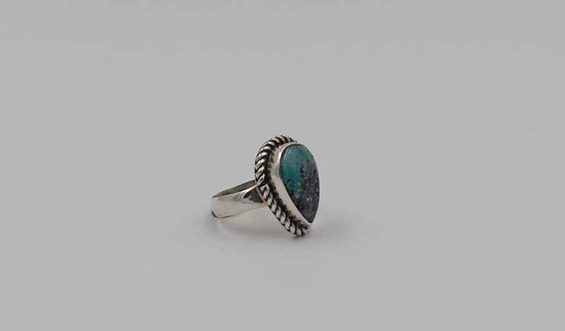 Teardrop Twist Bezel Turquoise Ring
