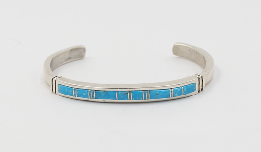 Large Turquoise Inlay ID Style Cuff