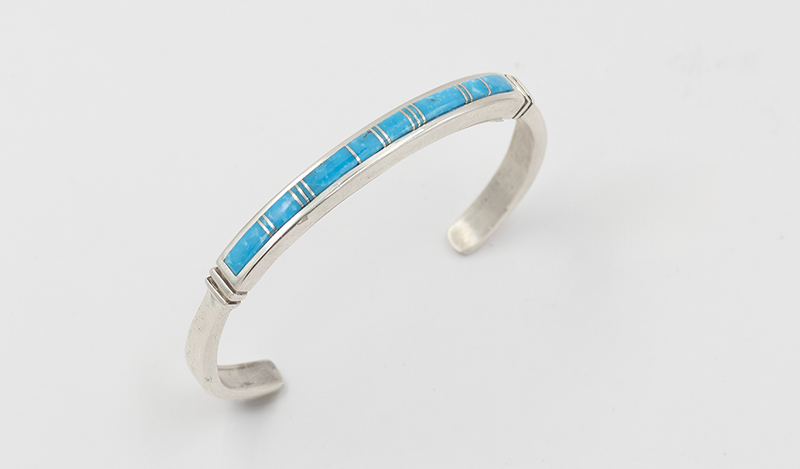 Large Turquoise Inlay ID Style Cuff