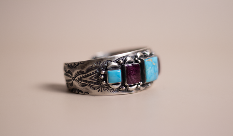 Turquoise and Purple Spiny Oyster Cuff