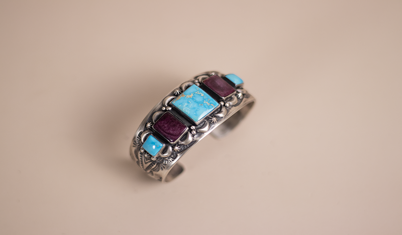 Turquoise and Purple Spiny Oyster Cuff