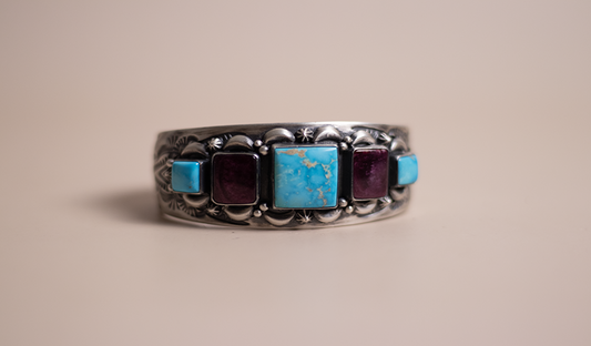 Turquoise and Purple Spiny Oyster Cuff