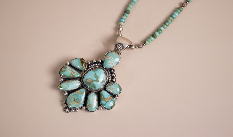 9 Stone Sonoran Gold Turquoise Pendant