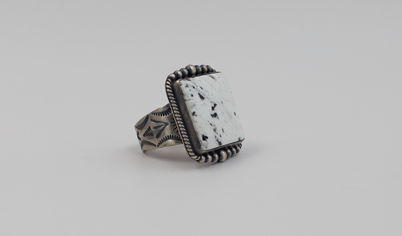 Square White Buffalo Ring