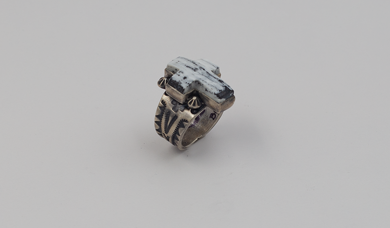 White Buffalo Cross Ring