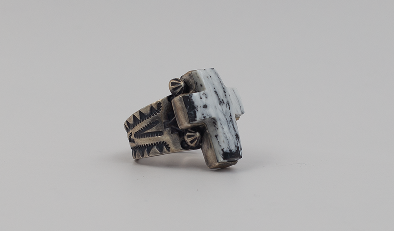 White Buffalo Cross Ring