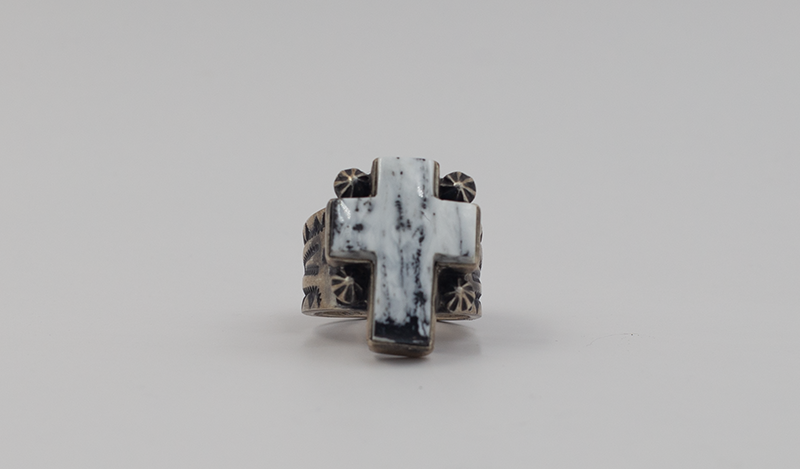 White Buffalo Cross Ring