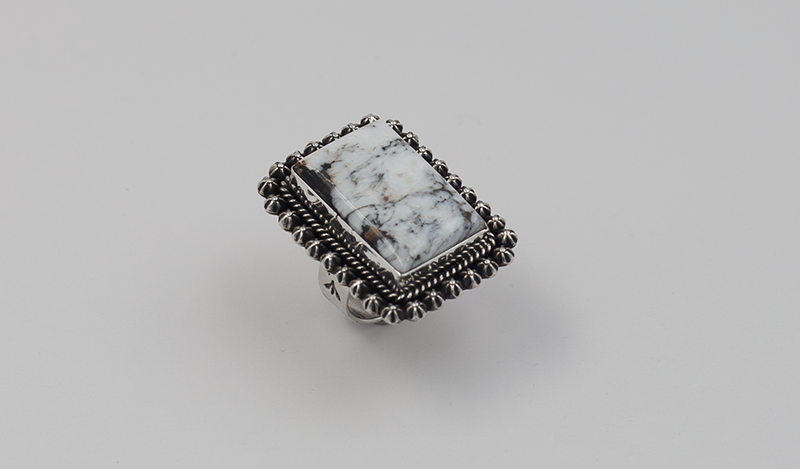 Large Rectangle White Buffalo Ring