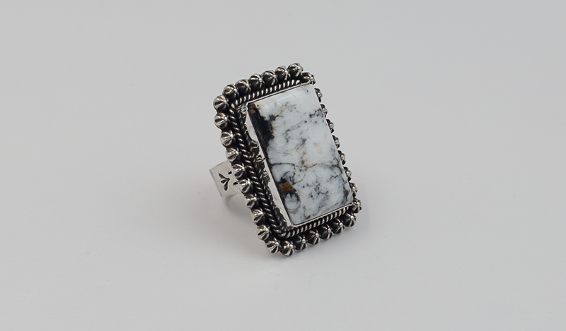 Large Rectangle White Buffalo Ring