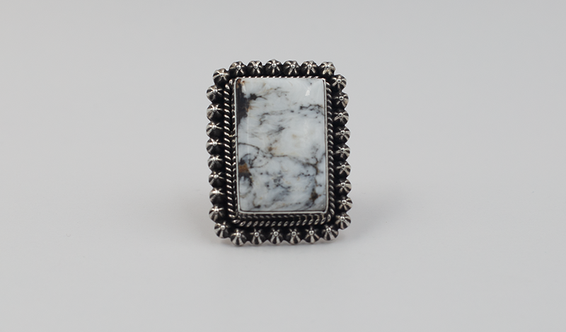 Large Rectangle White Buffalo Ring