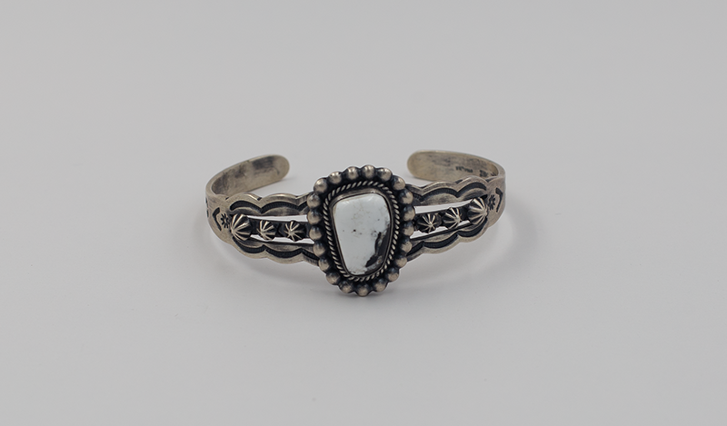 Repoussé White Buffalo Cuff