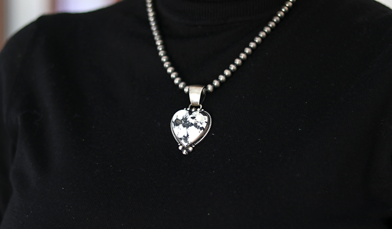 White Buffalo Heart Pendant