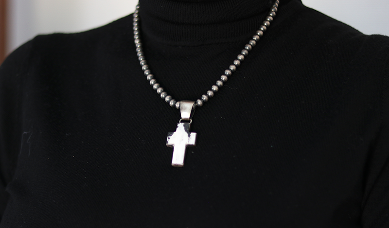 White Buffalo Cross Pendant