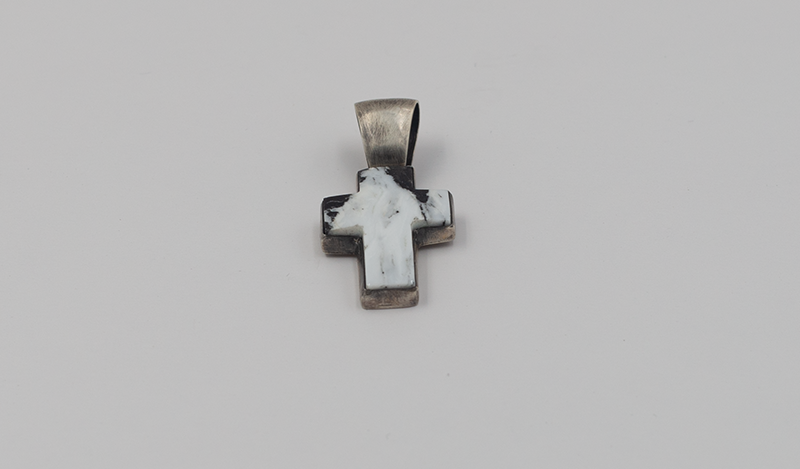 White Buffalo Cross Pendant