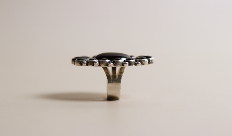 Onyx Floral Cluster Ring