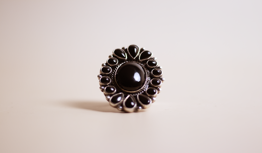 Onyx Floral Cluster Ring