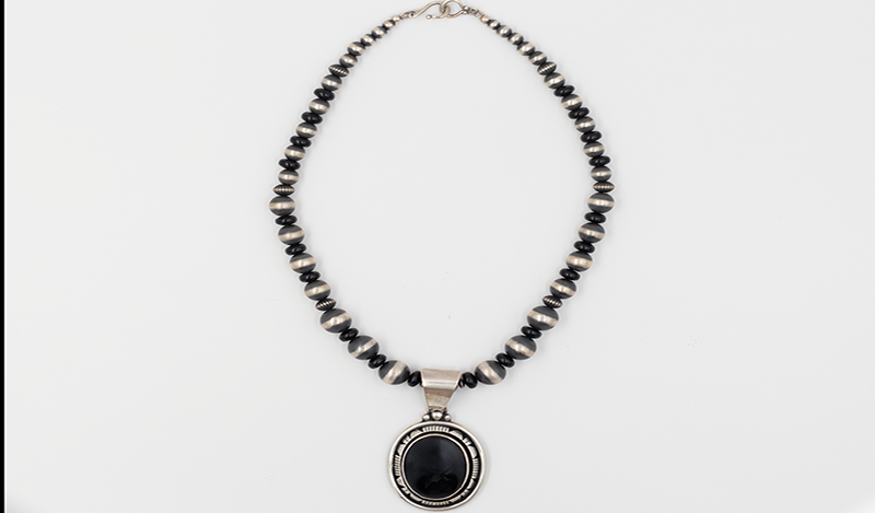 Onyx and Silver Necklace Set