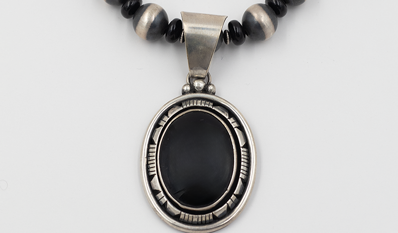 Onyx and Silver Necklace Set
