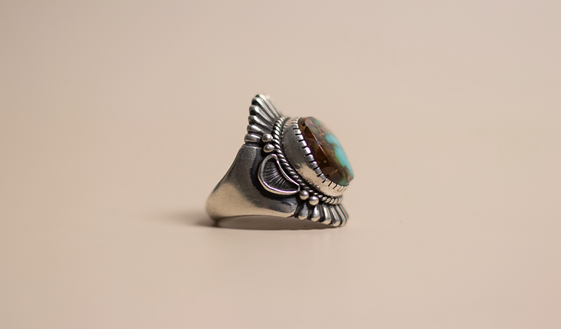 Ingot Silver and Royston Turquoise Ring