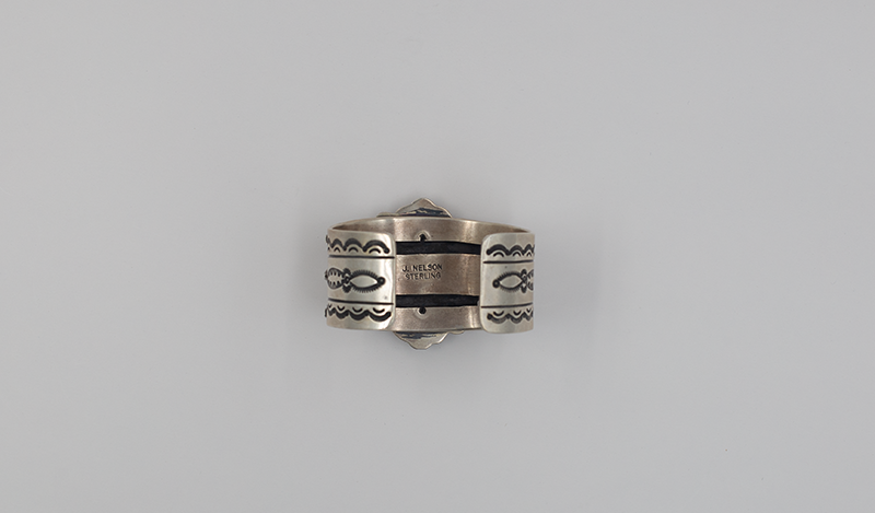 Large Handstamped White Buffalo Cuff