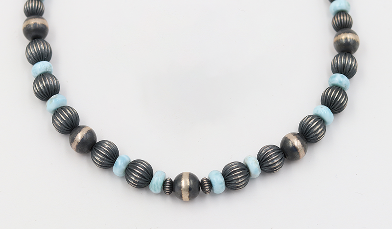 Larimar Beaded Earring and Necklace Set