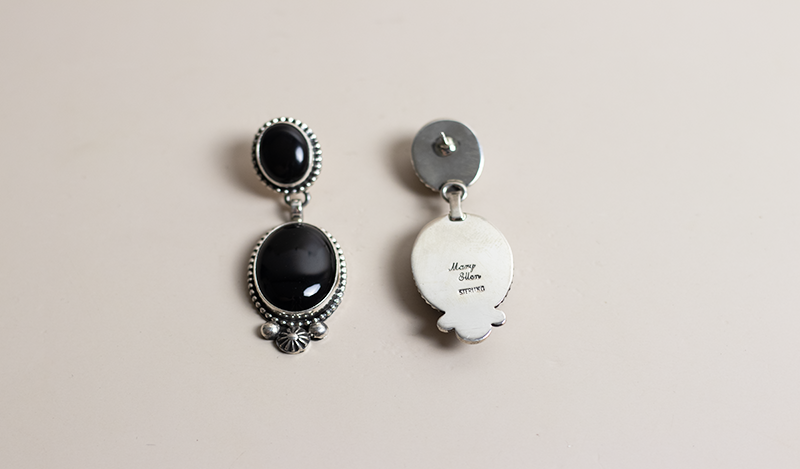 Onyx and Silver Floral Necklace Set
