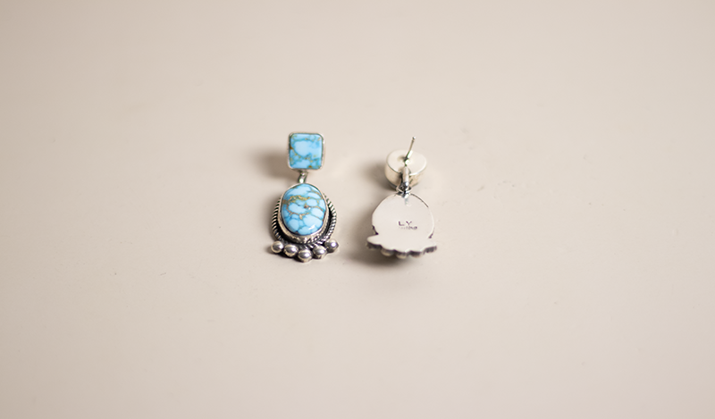 Geometric Kingman Squashblossom Necklace Set