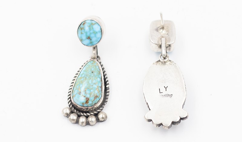 Geometric Kingman Squashblossom Necklace Set