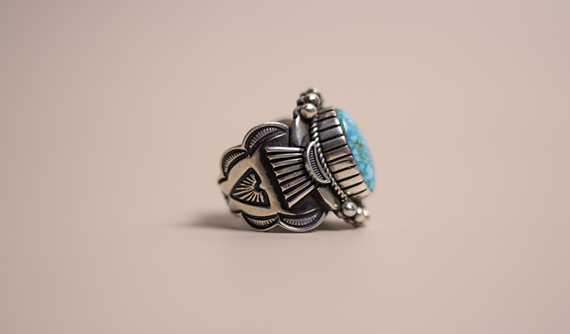 Heavy Stamped Sonoran Blue Ring