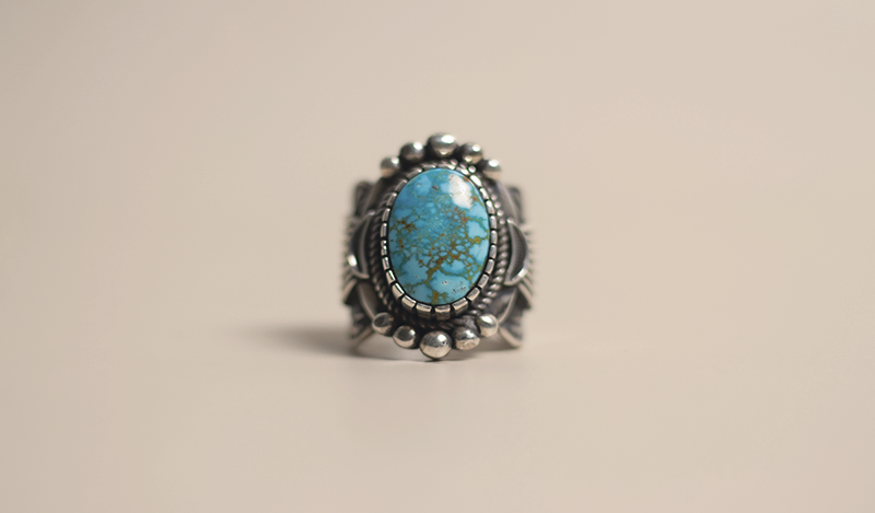 Heavy Stamped Sonoran Blue Ring