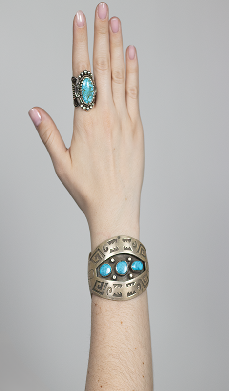 Vintage 1970's 3 Stone Overlay Cuff