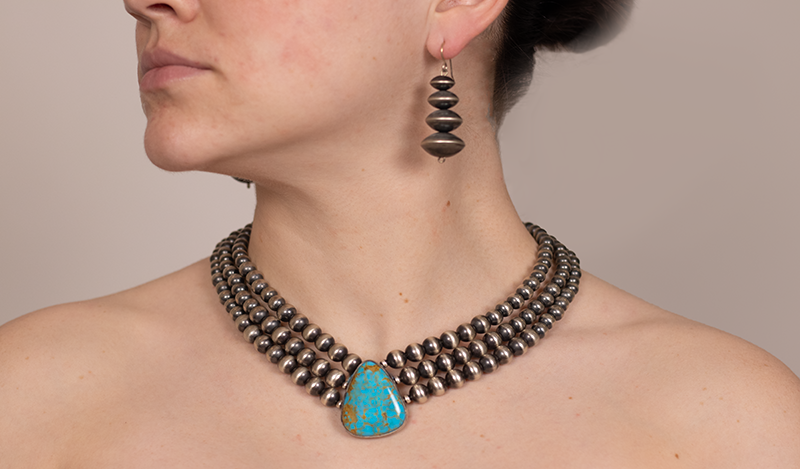 3 Strand Beaded Pendant Necklace