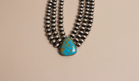 3 Strand Beaded Pendant Necklace