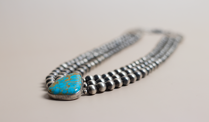 3 Strand Beaded Pendant Necklace