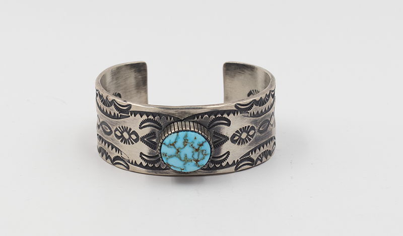 Double Stamped Sonoran Gold Turquoise Cuff