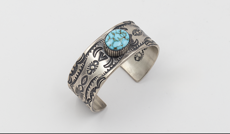 Double Stamped Sonoran Gold Turquoise Cuff