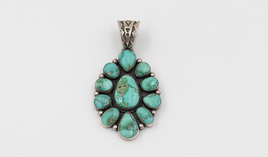 11 Stone Carico Lake Turquoise Cluster Pendant