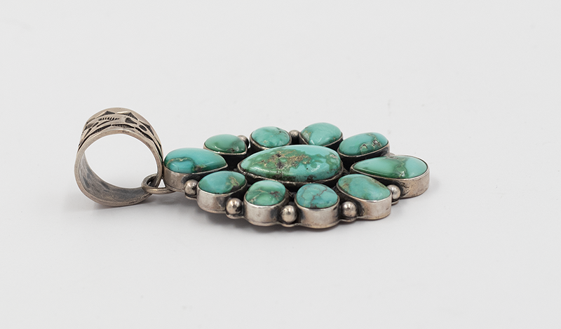 11 Stone Carico Lake Turquoise Cluster Pendant