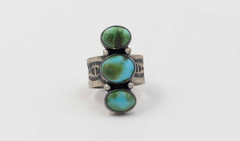Adjustable three stone Sonoran Gold Turquoise Ring