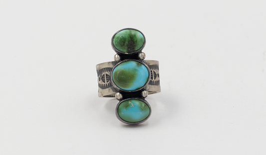 Adjustable three stone Sonoran Gold Turquoise Ring