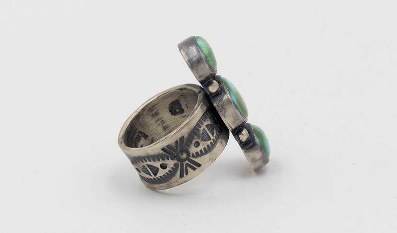 Adjustable three stone Sonoran Gold Turquoise Ring