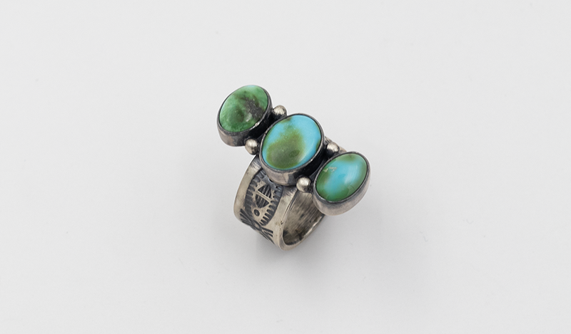 Adjustable three stone Sonoran Gold Turquoise Ring