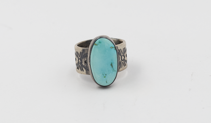 Single Stone Handstamped Ring