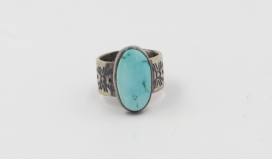 Single Stone Handstamped Ring
