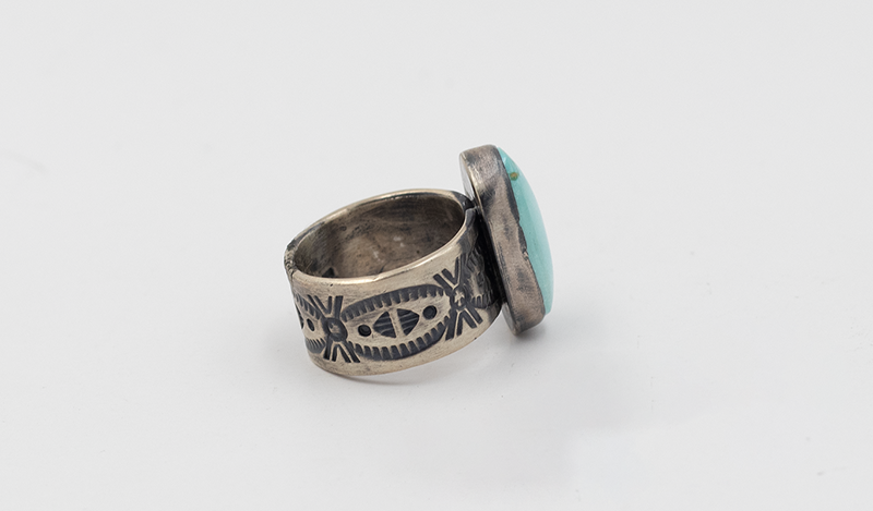 Single Stone Handstamped Ring