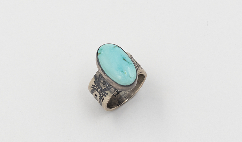Single Stone Handstamped Ring